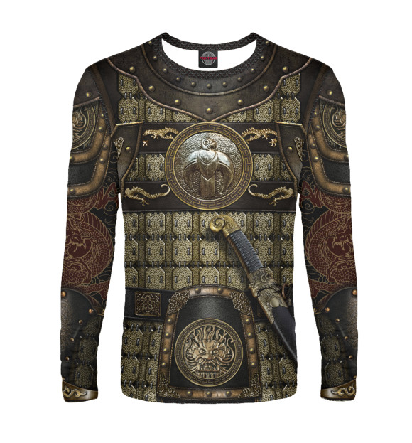 Мужской лонгслив с изображением Золотые доспехи Чингисхана цвета Белый