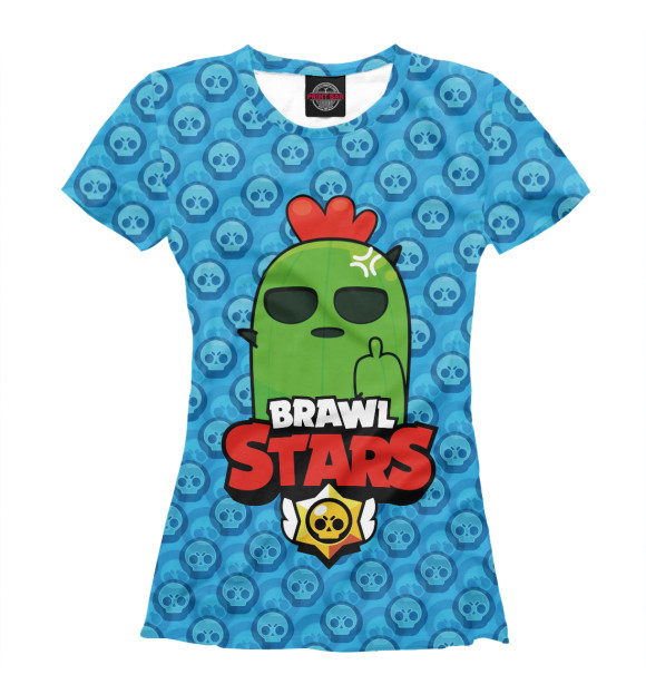Футболка для девочек с изображением Brawl Stars Spike цвета Белый