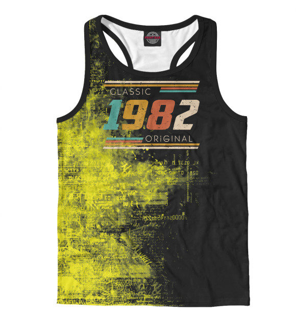 Мужская майка-борцовка с изображением Vintage 1982 цвета Белый