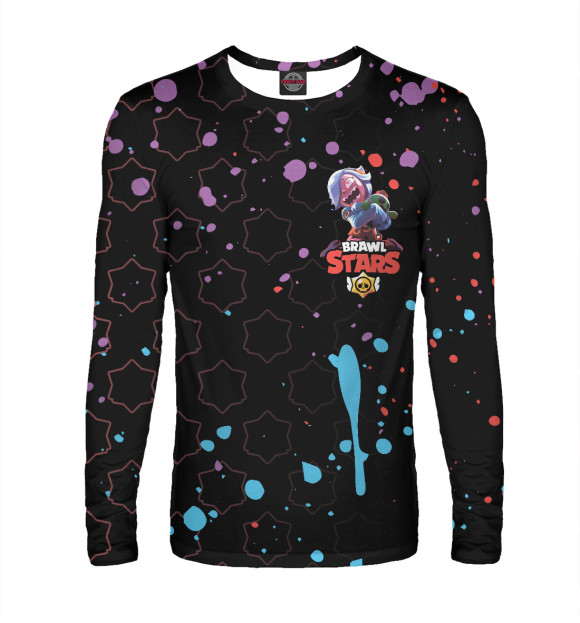 Мужской лонгслив с притом Brawl Stars цвета Белый Мужской лонгслив с изображением Brawl Stars цвета Белый