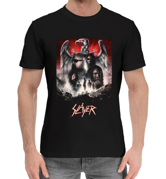 Мужская хлопковая футболка с изображением Slayer цвета Черный