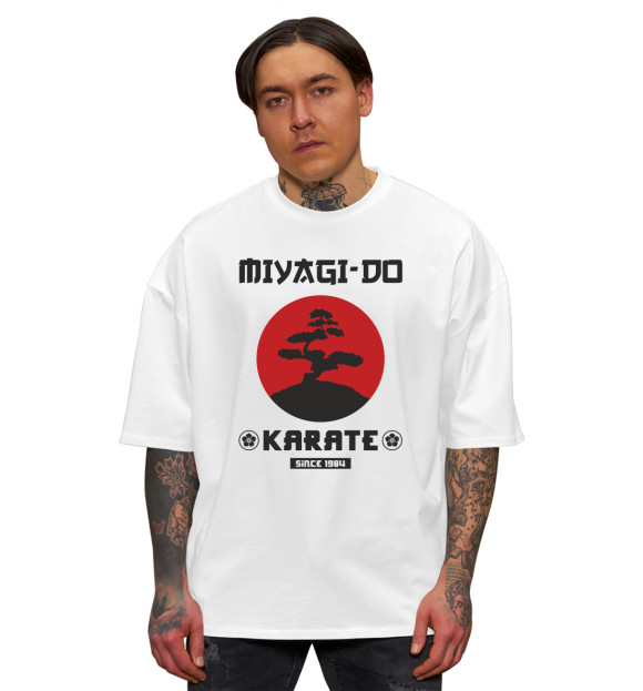 Мужская футболка оверсайз с притом Miyagi-Do Karate цвета Белый Мужская футболка оверсайз с изображением Miyagi-Do Karate цвета Белый