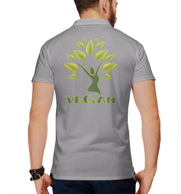 Мужское поло с притом VEGAN цвета Белый Мужское поло с изображением VEGAN цвета Белый
