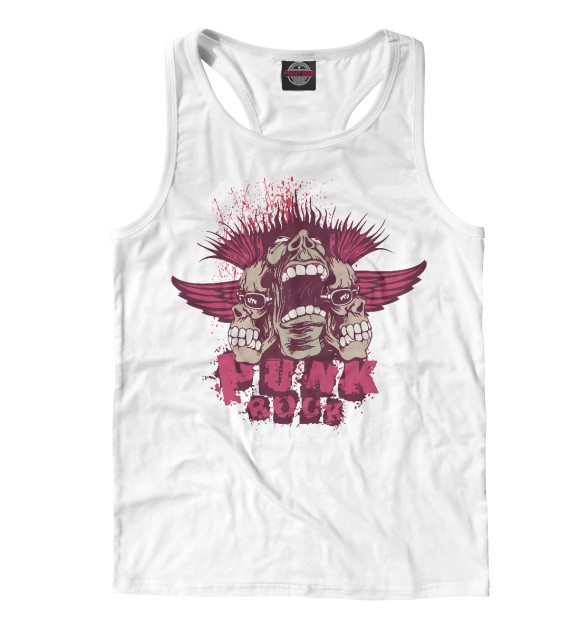 Мужская майка-борцовка с изображением Панк рок цвета Белый