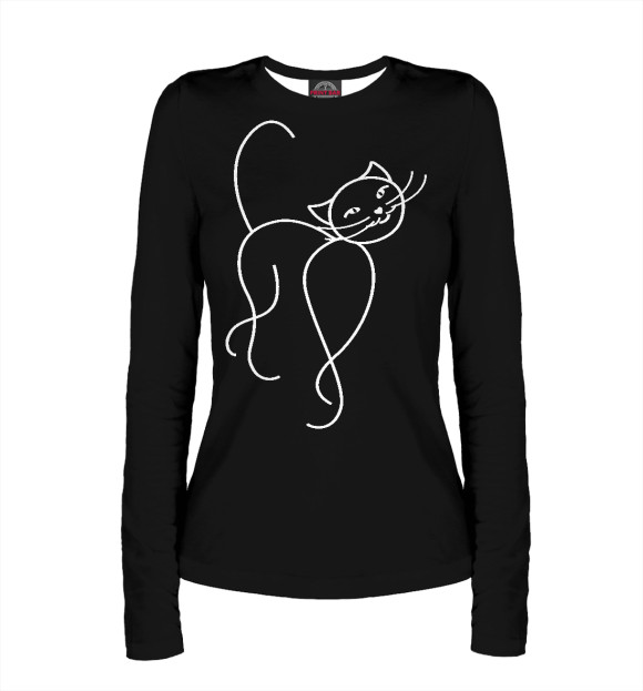Женский лонгслив с изображением Ласковый котик цвета Белый