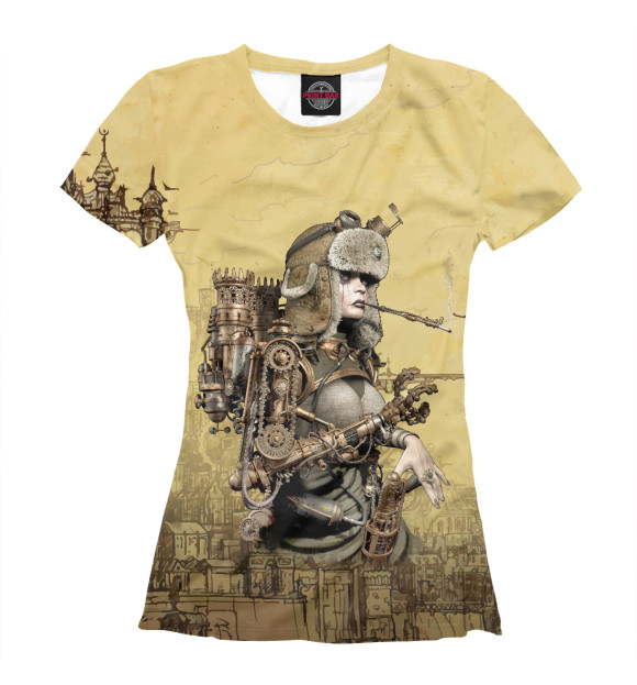 Женская футболка с изображением Steampunk / Cool girl / Surrealism цвета Белый