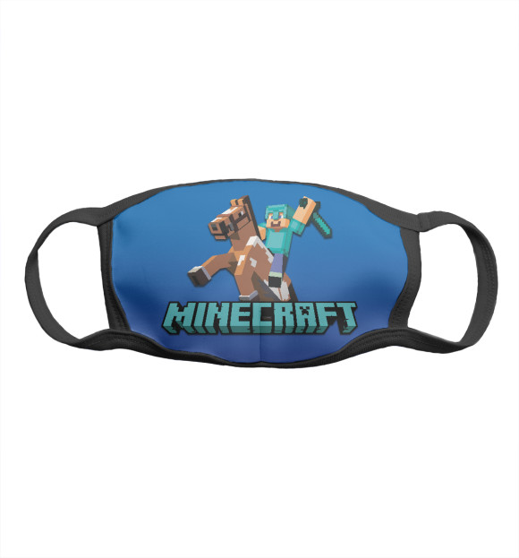 Маска тканевая с притом Minecraft - Steve Knight цвета Белый Маска тканевая с изображением Minecraft - Steve Knight цвета Белый