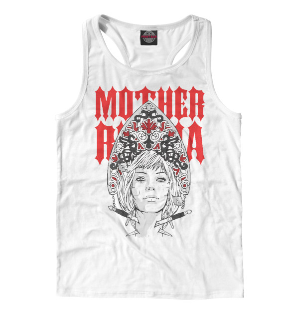 Мужская майка-борцовка с изображением Матушка россия цвета Белый