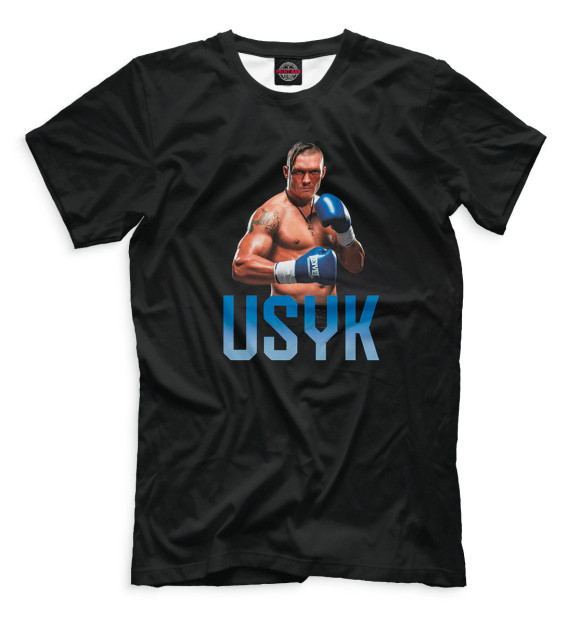 Мужская футболка с изображением Usyk цвета Белый