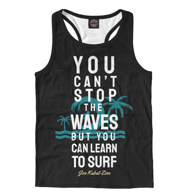 Мужская майка-борцовка с изображением Волны не остановить цвета Белый