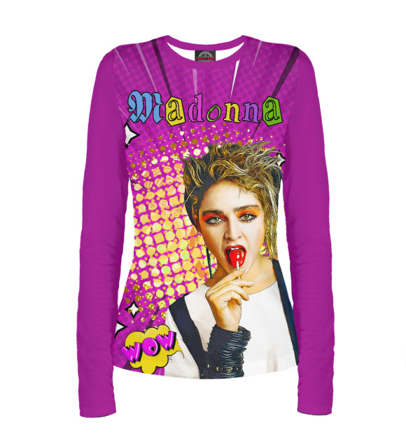 Женский лонгслив с изображением Madonna 80s Pop Art цвета Белый