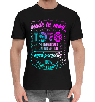 Хлопковая футболка для мальчиков Made In May 1978 Vintage Neon