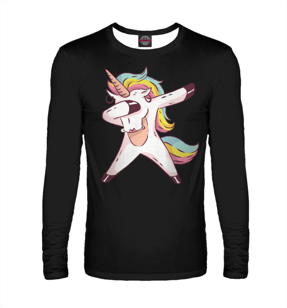 Мужской лонгслив с изображением Dab unicorn цвета Белый