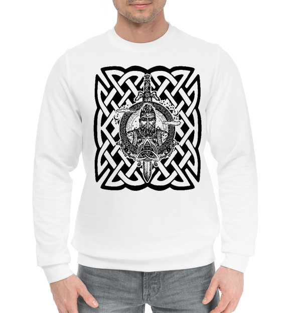 Мужской хлопковый свитшот с изображением Варяг цвета Белый