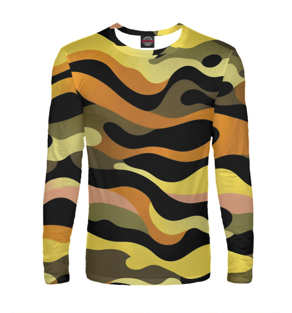 Мужской лонгслив с изображением Стильный камуфляж цвета Белый
