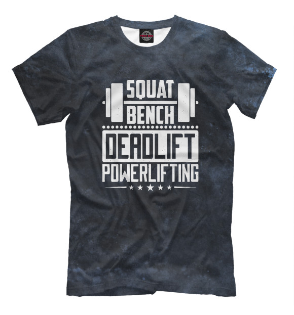 Мужская футболка с изображением Powerlifting Squat Bench цвета Белый