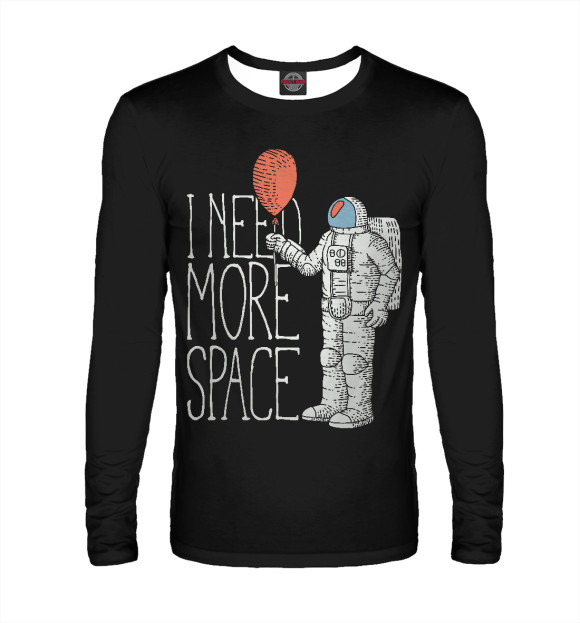 Мужской лонгслив с притом I need more space цвета Белый Мужской лонгслив с изображением I need more space цвета Белый