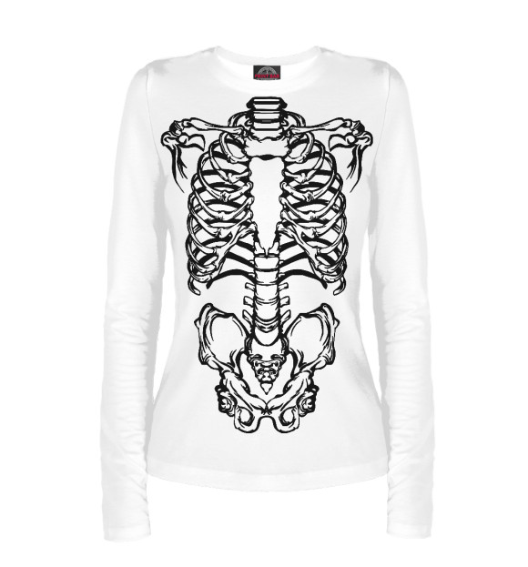 Женский лонгслив с изображением Кости цвета Белый