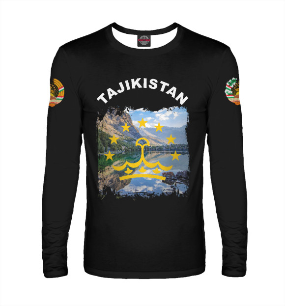Мужской лонгслив с изображением Tajikistan цвета Белый
