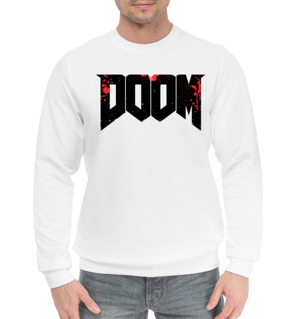 Мужской хлопковый свитшот с изображением Doom цвета Белый