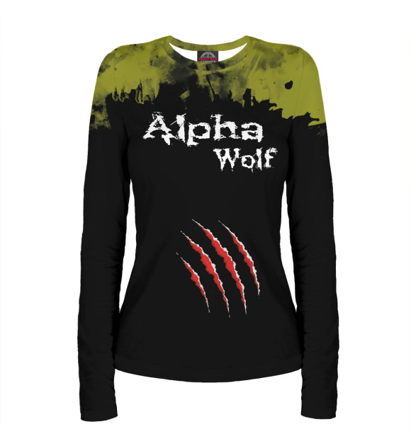 Женский лонгслив с изображением Alpha Wolf цвета Белый