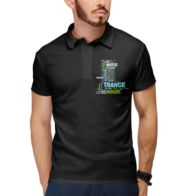 Мужское поло с изображением T-SHIRT Music Style цвета Белый