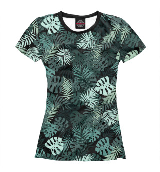 Женская футболка Тропические листья монстеры заленые