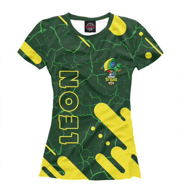 Футболка для девочек с изображением Brawl Stars Leon цвета Белый