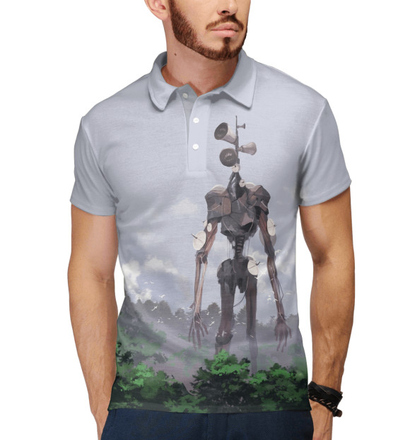 Мужское поло с изображением Сиреноголовый цвета Белый