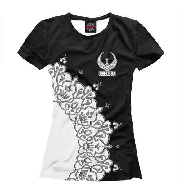 Женская футболка с изображением Узбекистан цвета Белый
