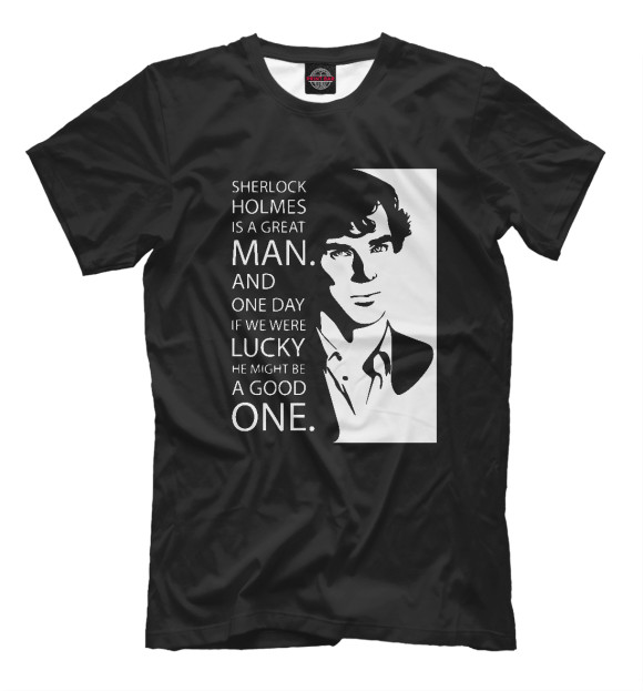 Мужская футболка с изображением Шерлок цвета Белый