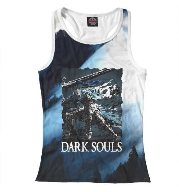 Женская майка-борцовка с притом DARKSOULS цвета Белый Женская майка-борцовка с изображением DARKSOULS цвета Белый