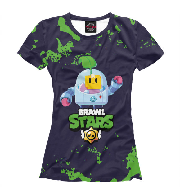 Футболка для девочек с изображением Brawl Stars Sprout (Бравл Старс) цвета Белый