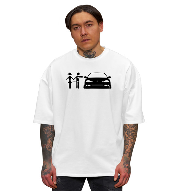 Мужская футболка оверсайз с изображением Subaru цвета Белый