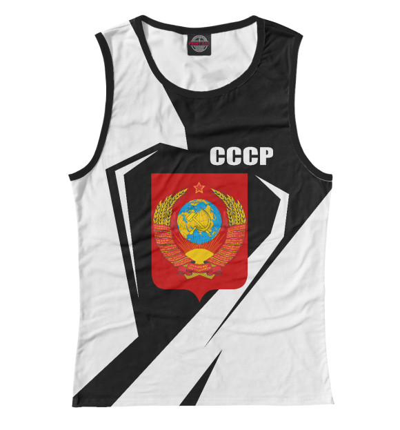 Майка для девочки с изображением USSR надпись на рукавах цвета Белый