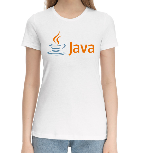 Женская хлопковая футболка с изображением Java Programmer цвета Белый