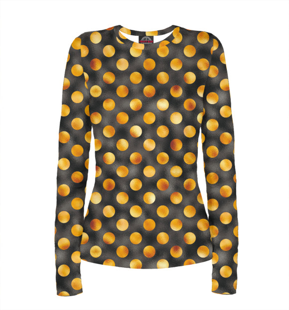 Женский лонгслив с притом Золотой горошек цвета Белый Женский лонгслив с изображением Золотой горошек цвета Белый