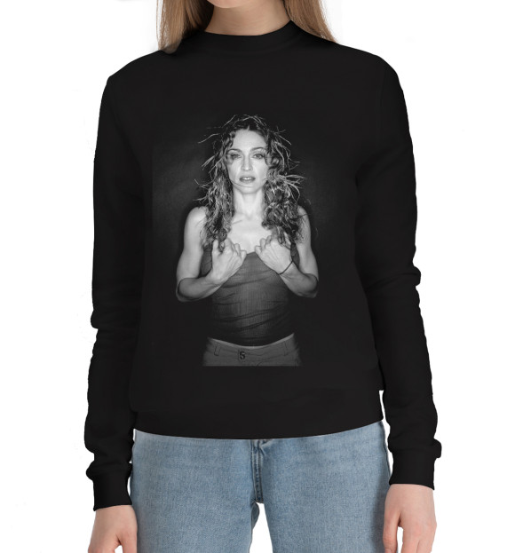 Женский хлопковый свитшот с изображением Мадонна цвета Черный