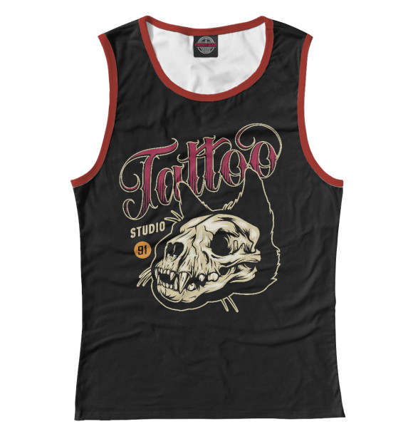 Майка для девочки с притом Тату Студия цвета Белый Майка для девочки с изображением Тату Студия цвета Белый