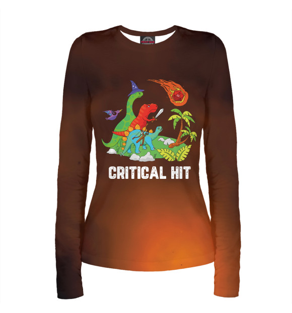 Женский лонгслив с притом Double Damage Critical цвета Белый Женский лонгслив с изображением Double Damage Critical цвета Белый