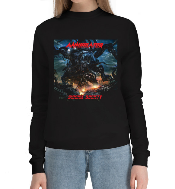 Женский хлопковый свитшот с изображением Annihilator цвета Черный