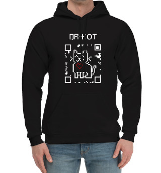 Мужской хлопковый худи QR- Кот