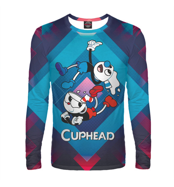 Мужской лонгслив с изображением Cuphead чашечки цвета Белый