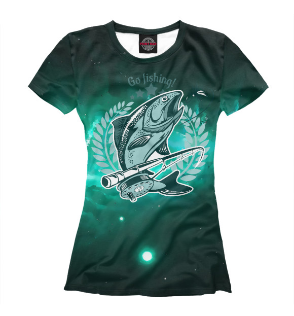 Футболка для девочек с изображением Go Fishing! цвета Белый