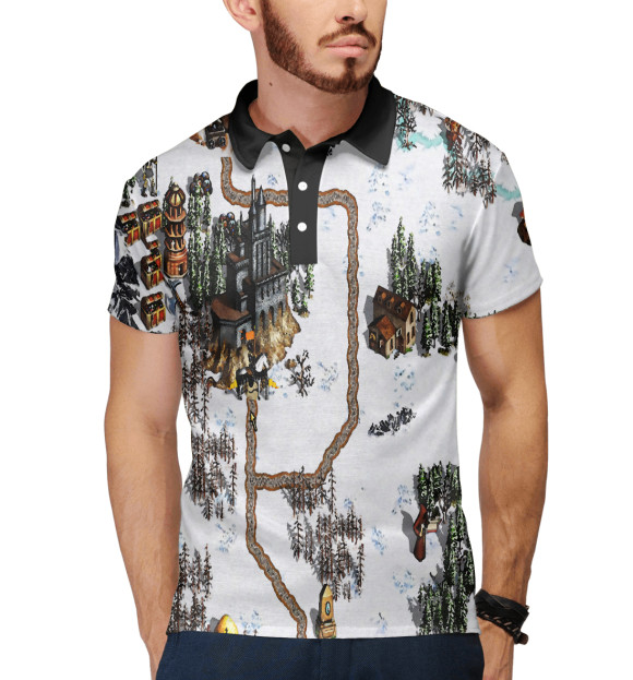 Мужское поло с изображением Герои Меча и Магии цвета Белый