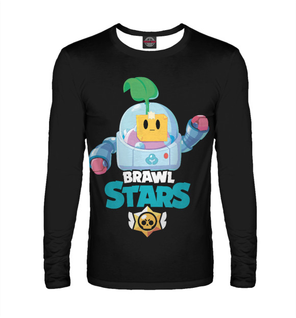Мужской лонгслив с притом Brawl Stars SPROUT цвета Белый Мужской лонгслив с изображением Brawl Stars SPROUT цвета Белый