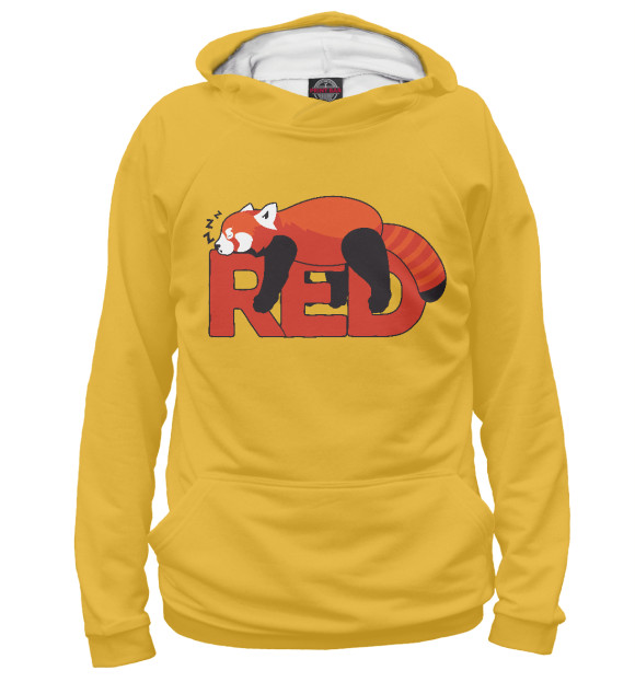 Мужское худи с изображением Red Panda цвета Белый