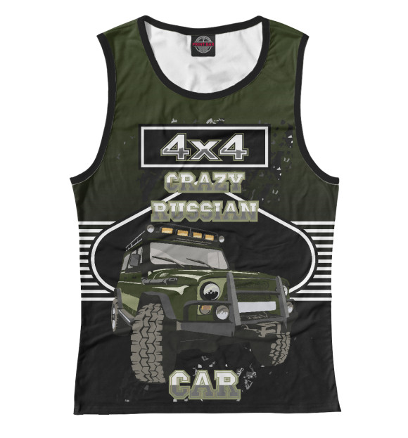Майка для девочки с изображением CRAZY RUSSIAN CAR цвета Белый