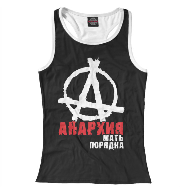 Женская майка-борцовка с притом Анархия цвета Белый Женская майка-борцовка с изображением Анархия цвета Белый