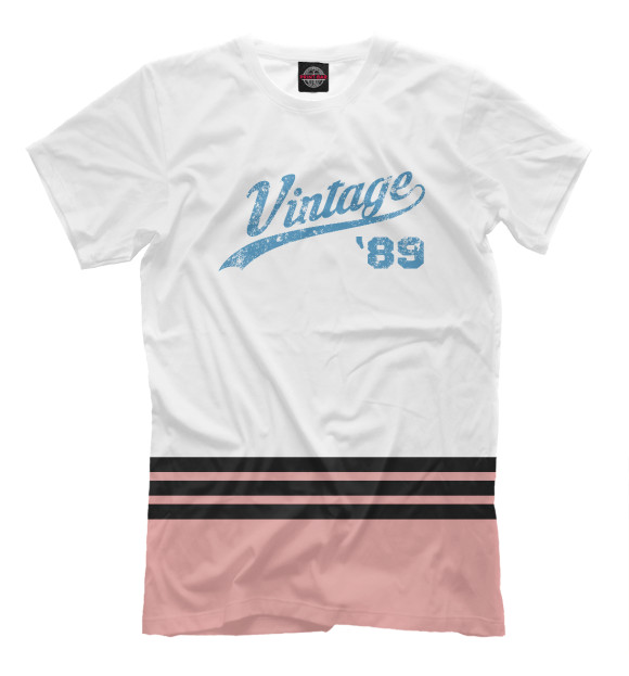 Мужская футболка с изображением Vintage 89 цвета Белый